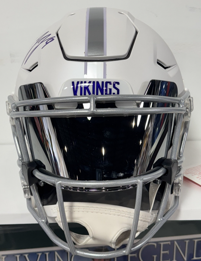 JJ Mccarthy Justin Jefferson Signed SpeedFlex Alt Helmet Vikings Auto BAS COA