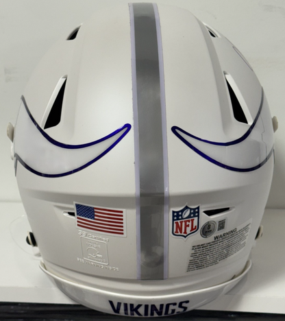 JJ Mccarthy Justin Jefferson Signed SpeedFlex Alt Helmet Vikings Auto BAS COA