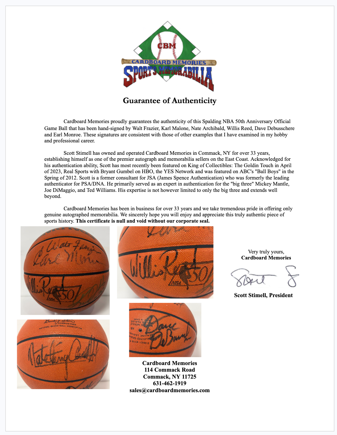 NBA 50th Signed Game Basketball Walt Frazier Karl Malone Willis Reed 6 Auto COA