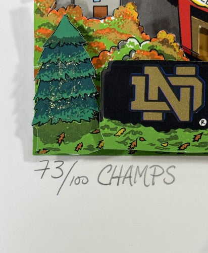 Lou Holtz Signed 1988 Champs Notre Dame Stadium Auto 3D Fazzino /100 Fanatics