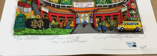 Lou Holtz Signed 1988 Champs Notre Dame Stadium Auto 3D Fazzino /100 Fanatics