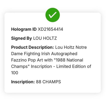 Lou Holtz Signed 1988 Champs Notre Dame Stadium Auto 3D Fazzino /100 Fanatics