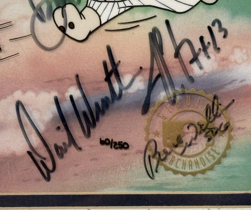 1996 Yankees Team Signed Looney Tunes Framed Cel Rivera Jeter Torre 13 Auto COA