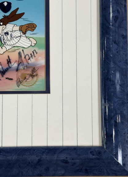1996 Yankees Team Signed Looney Tunes Framed Cel Rivera Jeter Torre 13 Auto COA