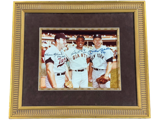 Mickey Mantle Willie Mays Killebrew Signed 11x14 Framed Photo HR  Auto HOF  COA