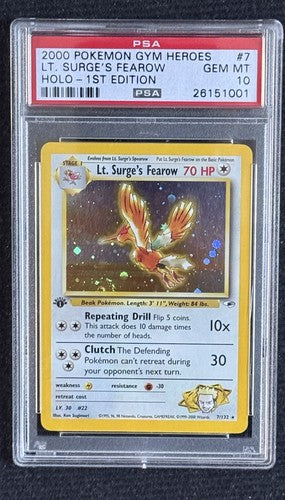 Pokemon 1ST EDITION GYM HEROES LT. SURGE'S FEAROW 7/132 PSA 10 GEM MINT Low Pop