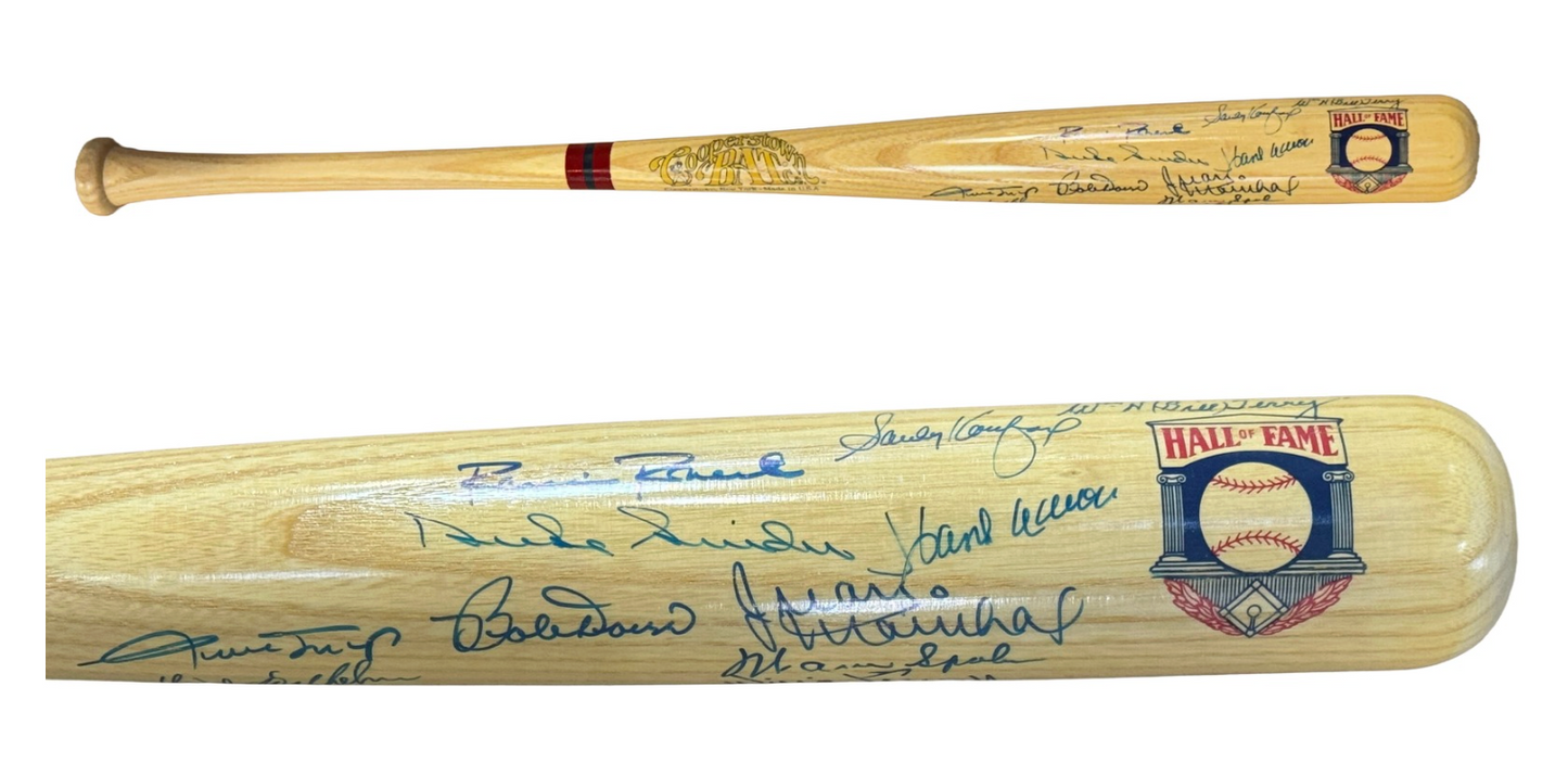 HOF Signed Cooperstown Bat Sandy Koufax Hank Aaron Willie Mays 11 Auto CBM COA