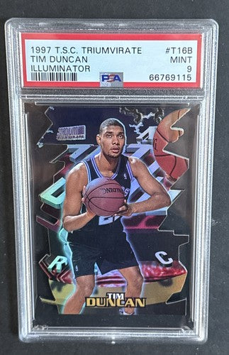 1997 Topps Stadium Club Triumvirate #T16B Tim Duncan RC PSA 9 Illuminator SSP