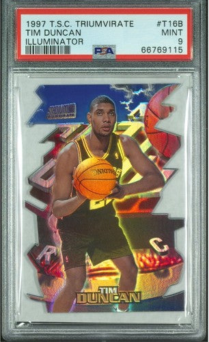 1997 Topps Stadium Club Triumvirate #T16B Tim Duncan RC PSA 9 Illuminator SSP