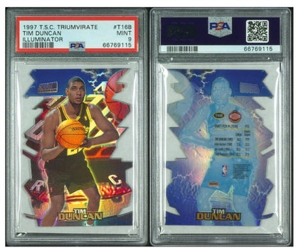 1997 Topps Stadium Club Triumvirate #T16B Tim Duncan RC PSA 9 Illuminator SSP