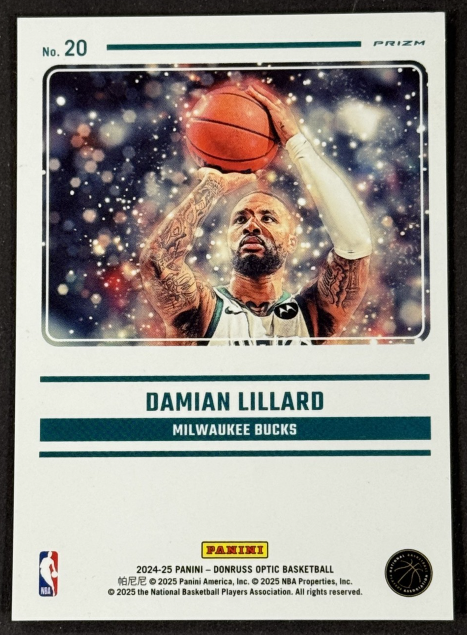 2024-25 Panini Optic Damian Lillard Mythical SSP #20 Case Hit Bucks Blazers