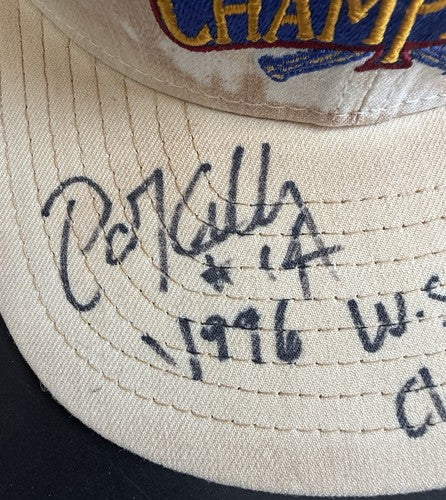 1996 Yankees World Series Game Worn Used Locker Room Celebration Hat Pat Kelly