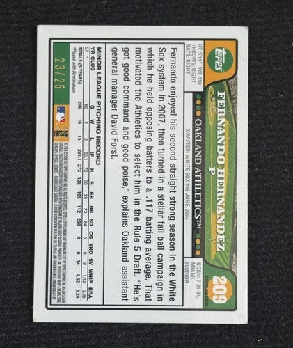 Fernando Hernandez /25 2008 Topps Chrome Red Refractor Oakland A’s Rookie Rc