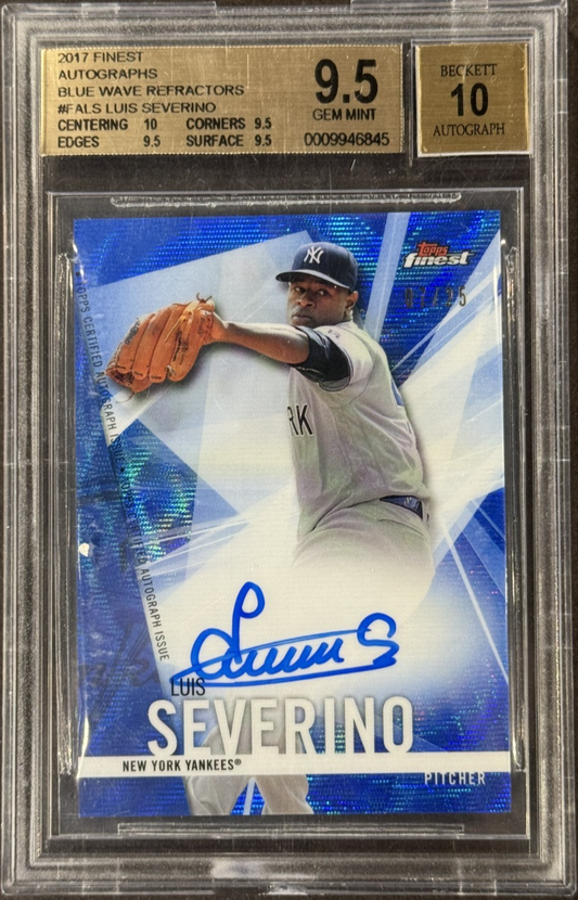 2017 Topps Finest Luis Severino Blue Wave Refractor Auto /25 BGS 9.5 Yankees A’s