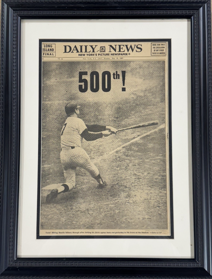 Mickey Mantle Ny Yankees 500th Hr Original Daily News Newspaper 5/14 1967 Framed
