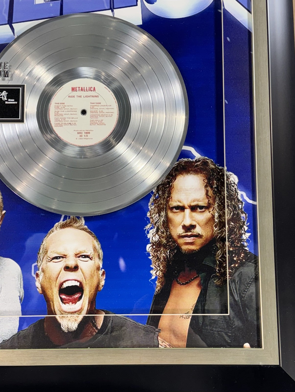 Metallica Ride The Lightning 3D Platinum Record Album Framed Facsimile Auto