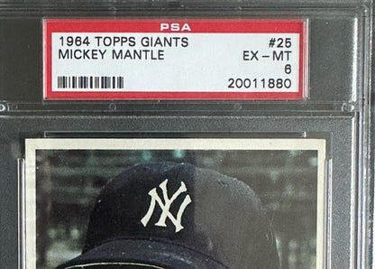 1964 Topps Giants #25 Mickey Mantle PSA 6 EX - Mint Sharp Beauty HOF Yankees