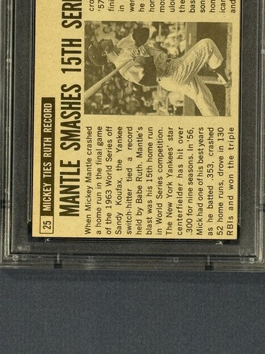 1964 Topps Giants #25 Mickey Mantle PSA 6 EX - Mint Sharp Beauty HOF Yankees