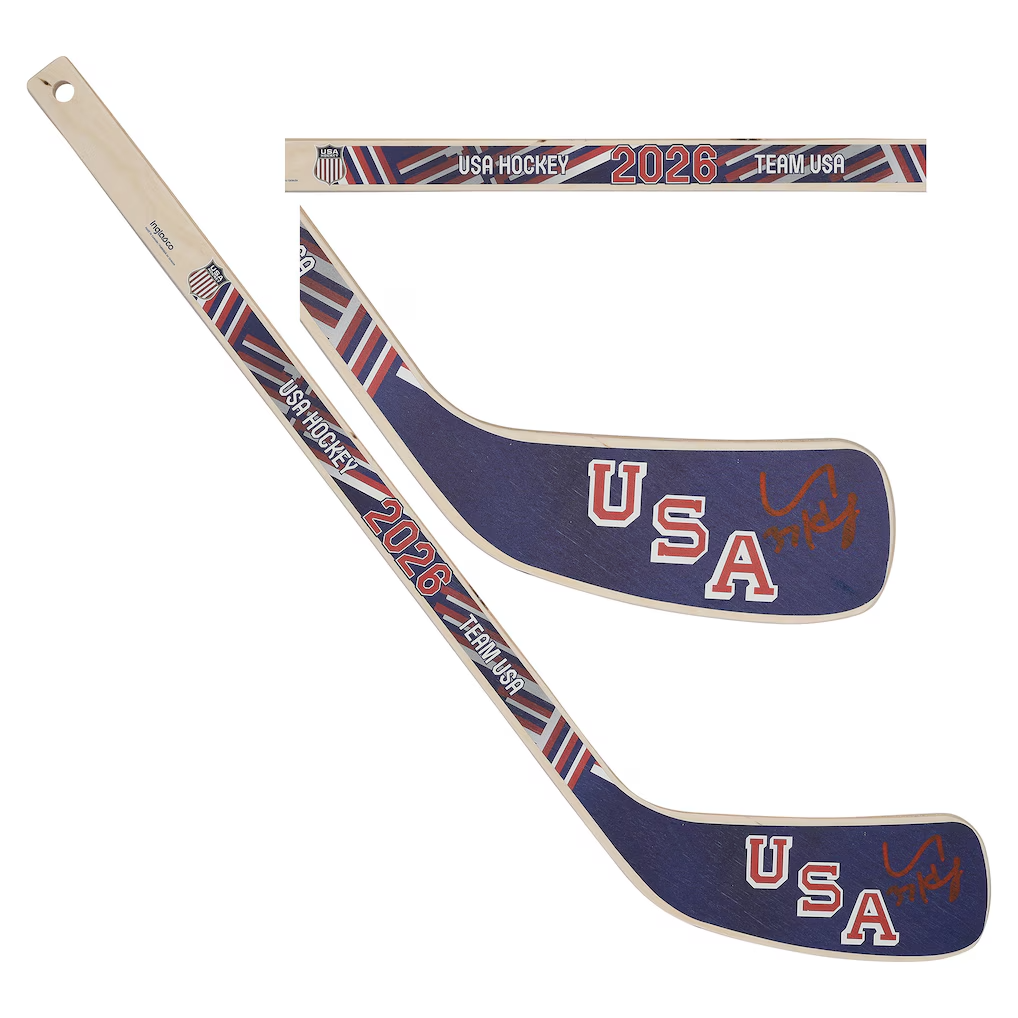 Connor Hellebuyck Signed Team USA 2026 Olympics Mini Stick Auto Fanatics Jets