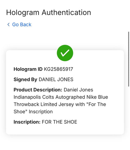 Daniel Jones Signed Nike Blue Limited Jersey For The Shoe Auto Fanatics Colts