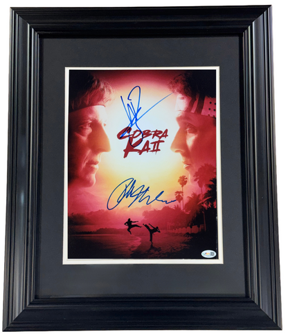 Ralph Macchio William Zabka Signed 11x14 Framed Cobra Kai Photo Auto JSA COA
