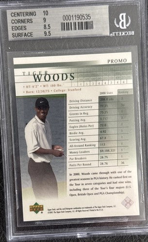 Tiger Woods 2001 Upper Deck Golf Rookie Card Promo Rare BGS 9 Mint 10 Centered