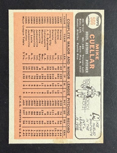 1966 Topps Set-Break #566 Mike Cuellar EX Sharp High #