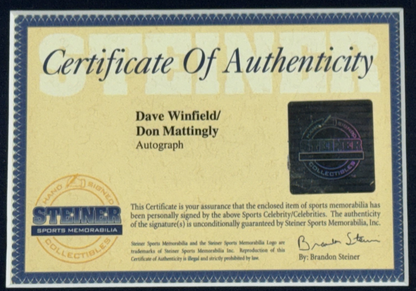 Dave Winfield Don Mattingly Signed 8x10 Framed Photo NY Yankees Auto Steiner COA