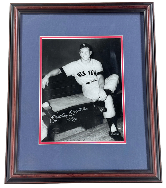 Mickey Mantle Signed 11x14 Gallo Original Photo Framed 1956 Auto LE /353 CBM COA