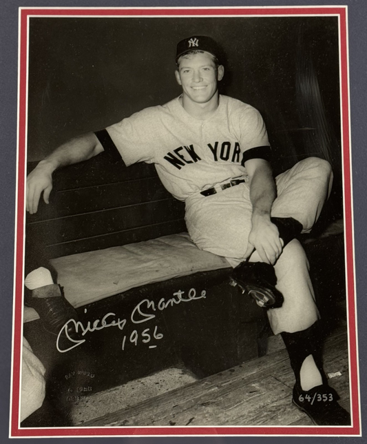 Mickey Mantle Signed 11x14 Gallo Original Photo Framed 1956 Auto LE /353 CBM COA