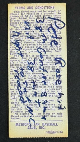 Pete Rose Breaks NL  Hit Record 38 IN A Row TICKET STUB Reds Vs Mets 7/25/ 1978