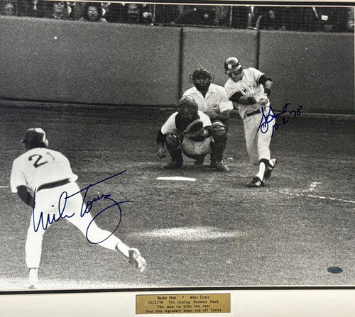 Bucky Dent Mike Torrez 1978 Playoff Hr  Yankees Signed Framed 16x20 Steiner Auto