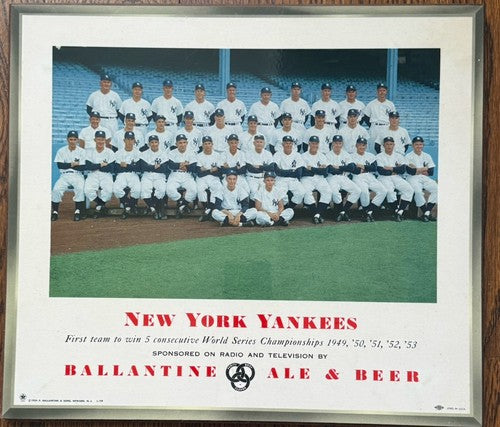 Original 1953 New York Yankees Team - Ballantine Beer Team Photo Mickey Mantle