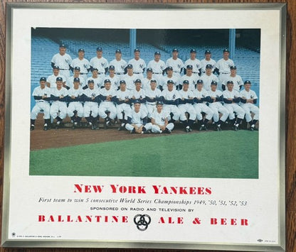 Original 1953 New York Yankees Team - Ballantine Beer Team Photo Mickey Mantle