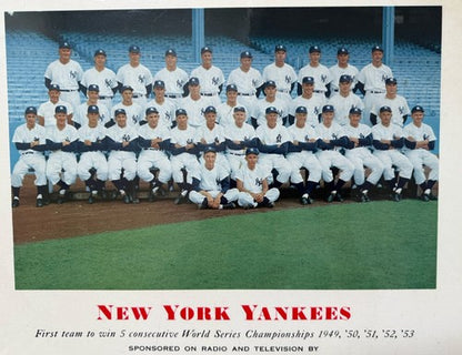 Original 1953 New York Yankees Team - Ballantine Beer Team Photo Mickey Mantle