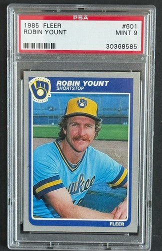 1985 FLEER #601 ROBIN YOUNT PSA 9 Mint Brewers HOF Baseball Card