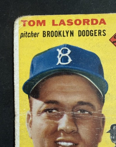 1954 Topps Tommy Lasorda Tom Lasorda #132 Rookie RC HOF Dodgers Centered