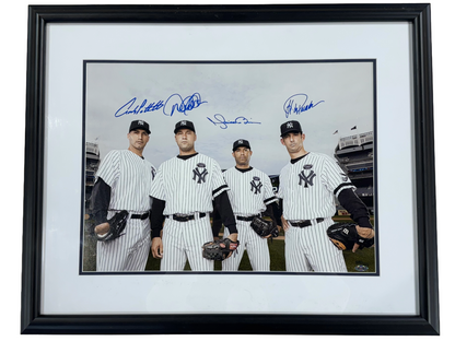 Yankees Core 4 Signed Framed 20x24 Photo Derek Jeter Rivera Posada Auto Steiner