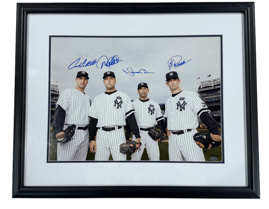 Yankees Core 4 Signed Framed 20x24 Photo Derek Jeter Rivera Posada Auto Steiner