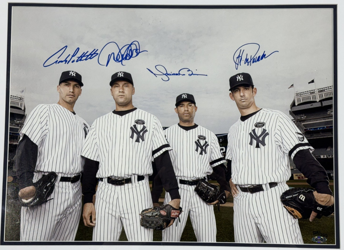 Yankees Core 4 Signed Framed 20x24 Photo Derek Jeter Rivera Posada Auto Steiner