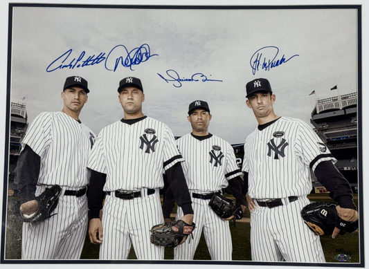 Yankees Core 4 Signed Framed 20x24 Photo Derek Jeter Rivera Posada Auto Steiner