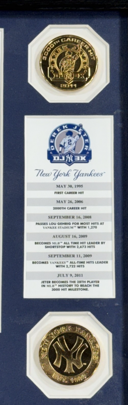 Derek Jeter 3000th Hit HM Commemorative Framed Photo w Coin + Plaque NY Yankees