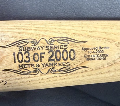 Ny Yankees Vs Mets Subway World Series 2000 BASEBALL ENGRAVED Bat Jeter Piazza