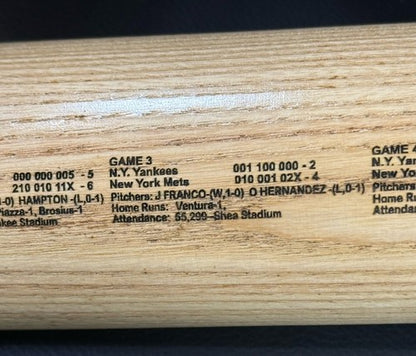 Ny Yankees Vs Mets Subway World Series 2000 BASEBALL ENGRAVED Bat Jeter Piazza