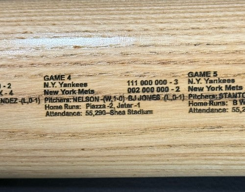 Ny Yankees Vs Mets Subway World Series 2000 BASEBALL ENGRAVED Bat Jeter Piazza