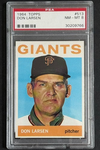 1964 TOPPS #513 DON LARSEN PSA 8 Mint Razor Sharp