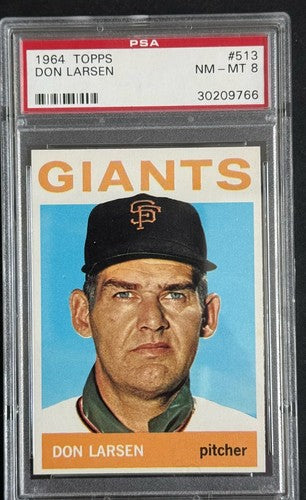 1964 TOPPS #513 DON LARSEN PSA 8 Mint Razor Sharp
