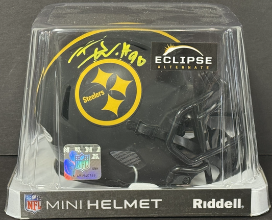 TJ Watt Signed Eclipse Alt Mini Helmet Auto BAS COA Pittsburgh Steelers DPOY