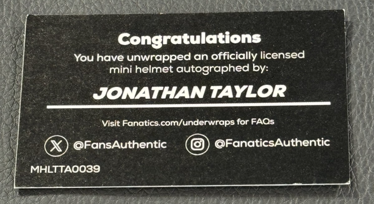 Jonathan Taylor Signed Ridell Mini Helmet Auto Fanatics COA Indianapolis Colts
