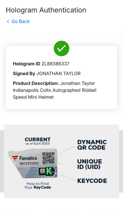 Jonathan Taylor Signed Ridell Mini Helmet Auto Fanatics COA Indianapolis Colts